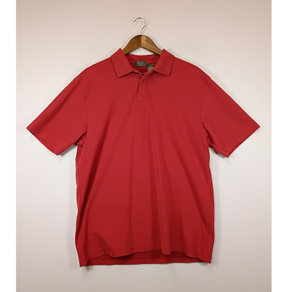 Classic Preppy Crazy Horse Mens Large Red Textured Pima Cotton Polo Shirt